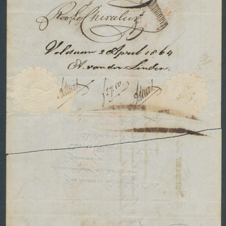 5. 1862-1969 Plakzegel – 37 – 13Gl -40 – 14.50 – Wisselbrief (achter)